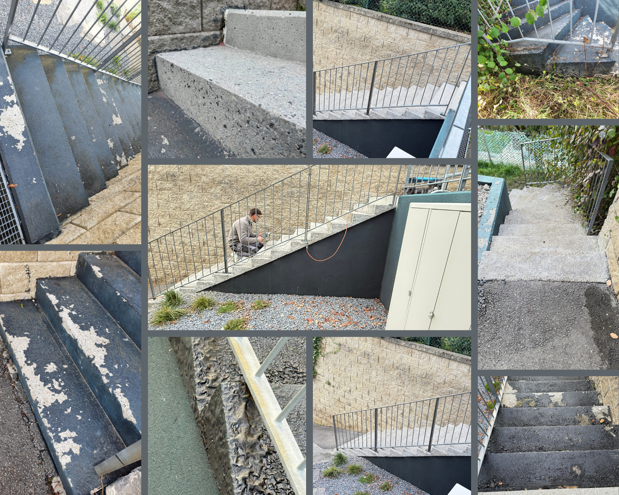 Décapage résine époxy - escalier en béton à Montherod - Aubonne
